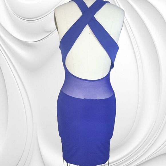 Symphony royal blue racerback mesh peekaboo bodycon dress - Picture 3 of 8